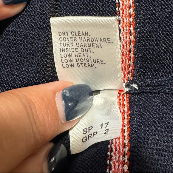 St John Patterned Knit Pencil Skirt, Navy Blue/Red, Size M - Picture 9 of 9